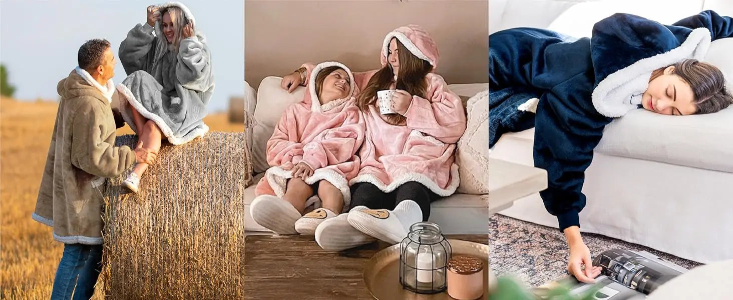 Bedsure Wearable Blanket Hoodie with Sleeves - Sherpa Hooded Blanket Adult as Gifts for Mom Women Girlfriend