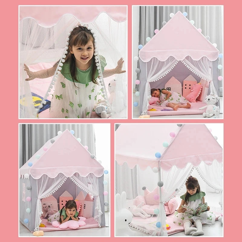 1.35M Large Children Toy Tent  Wigwam Folding Kids Tent Tipi Baby Play House Girls Pink Princess Castle Child Room Decor Gifts