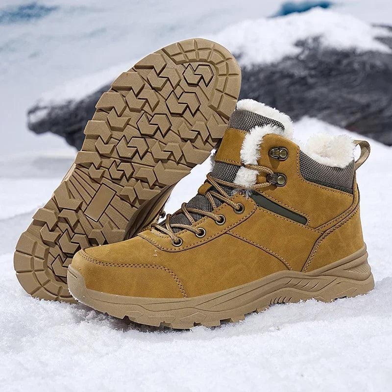 Waterproof Leather Sports Super Warm Boots, Men's Winter Snow Boots, Outdoor Men's Hiking Boots, Work Travel Shoes Size 39-48