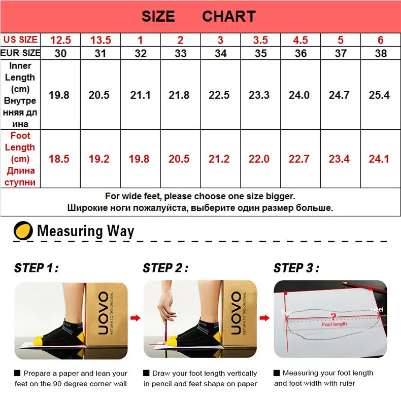 UOVO 2024 New Shoes For Boys And Girls High Quality Fashion Kids Winter Boots Warm Snow Children's Footwear Size #30-38