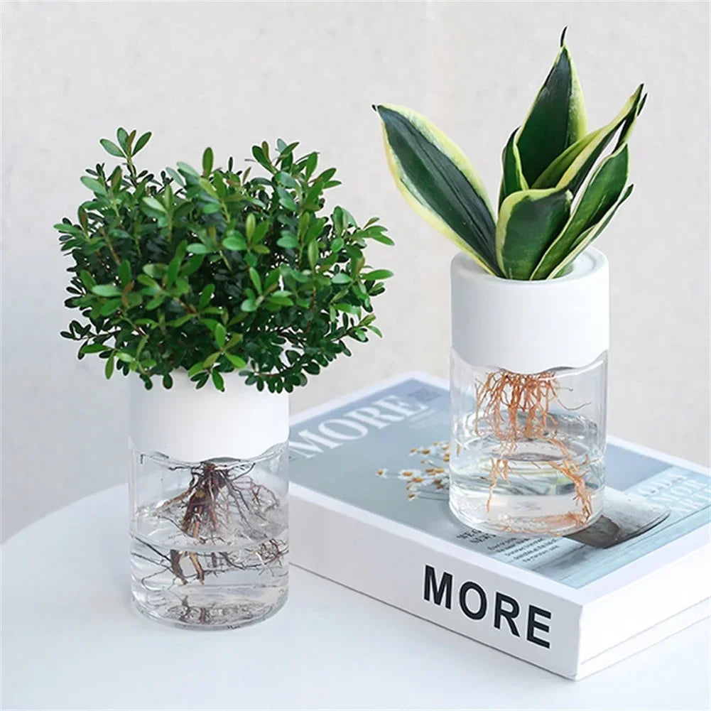 Mini Hydroponic Flower Pot Home Vase Decor Transparent Imitation Glass Soilless Plant Pots Green Plants Pot For Home Decoration