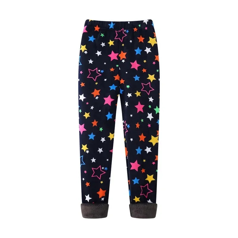 4-13Y Girls Pants Autumn Winter Children Trousers Warm Leggings Thicken Velvet Star Print Kids Pants Baby Girl Keep Warm Legging