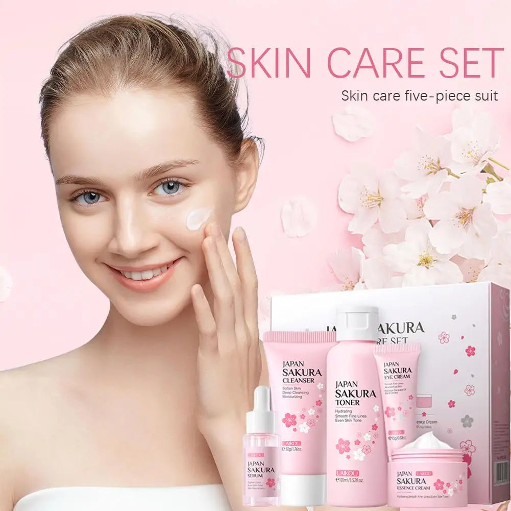 5/6pcs Sakura Skin Care Sets Face Cream Serum Toner Facial Cleanser Sunscreen Eye Cream Face Skin Care Products