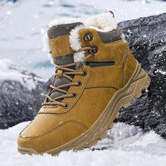 Waterproof Leather Sports Super Warm Boots, Men's Winter Snow Boots, Outdoor Men's Hiking Boots, Work Travel Shoes Size 39-48