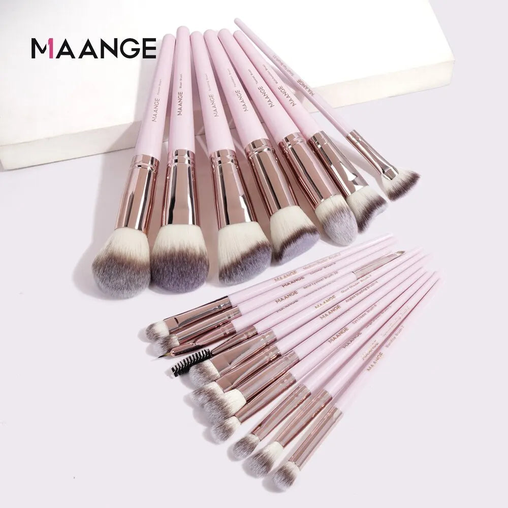 MAANGE 18 Pieces Professional Makeup Brush Facial Foundation Powder Blush Brushes Eyeshadow Flawless Brushes For Women Cosmetic