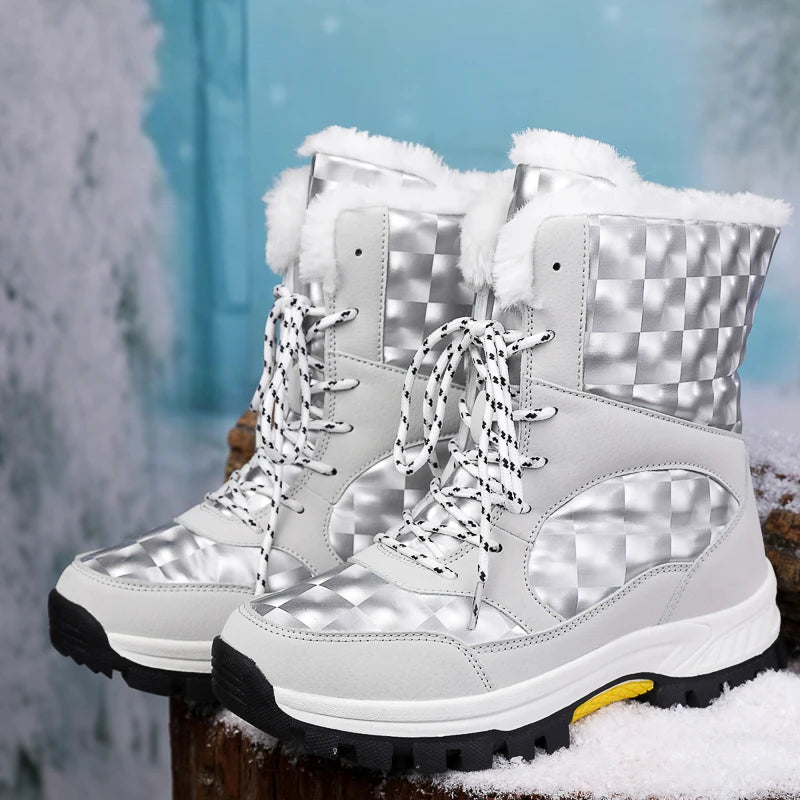 2024 Winter Outdoor Women's Snow Boots Thickened Plush Female Sneakers Casual Shoes Warm Thick Sole Snow Proof  Waterproof Boots