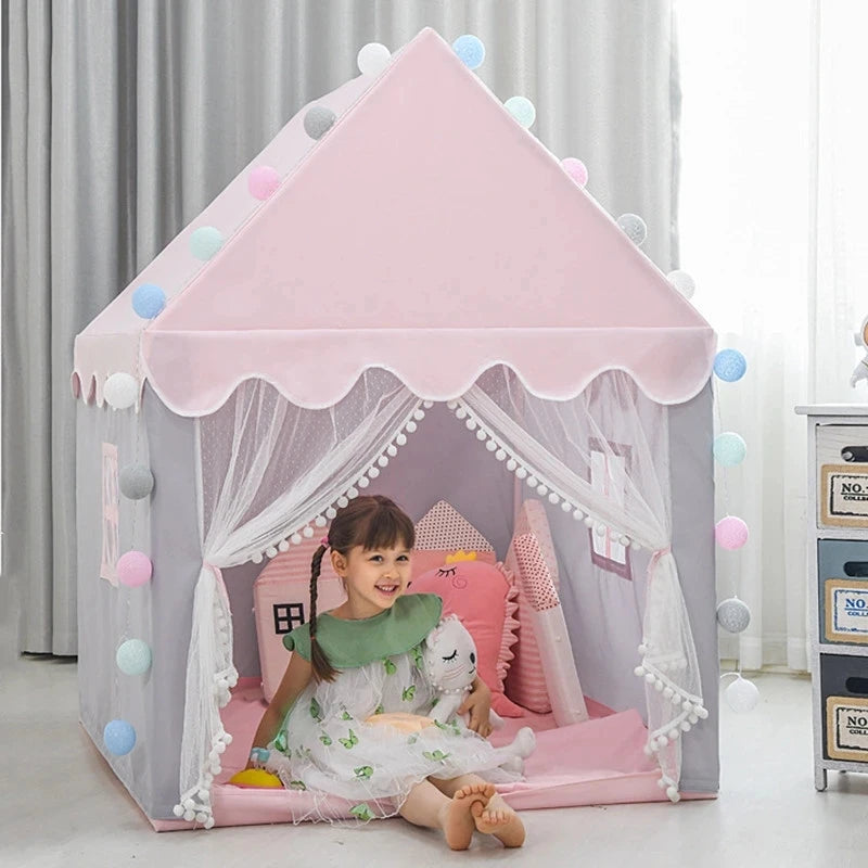 1.35M Large Children Toy Tent  Wigwam Folding Kids Tent Tipi Baby Play House Girls Pink Princess Castle Child Room Decor Gifts