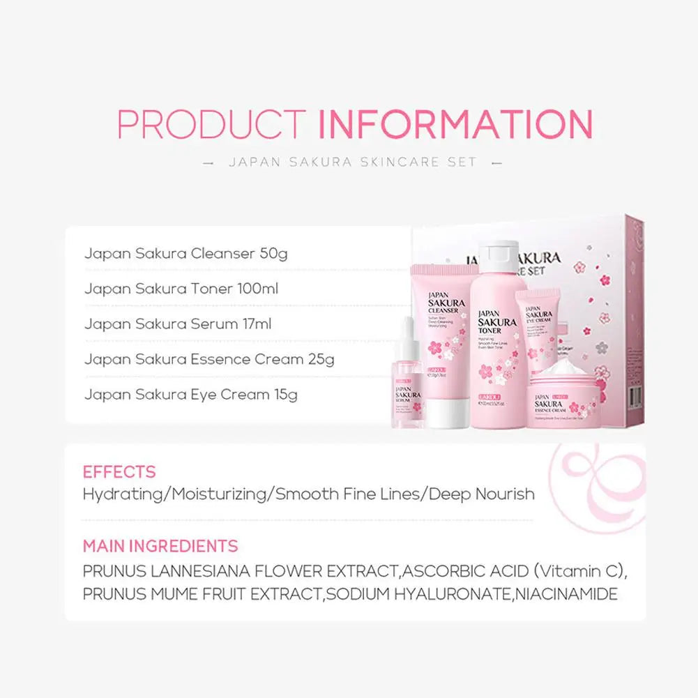 5/6pcs Sakura Skin Care Sets Face Cream Serum Toner Facial Cleanser Sunscreen Eye Cream Face Skin Care Products