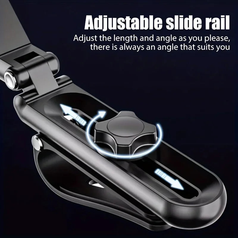 Car Phone Holder, Multifunctional 360 Degree Rotating Rearview Mirror, Seat Clip Holder, 4.0-6.1 Inch Mobile GPS Holder