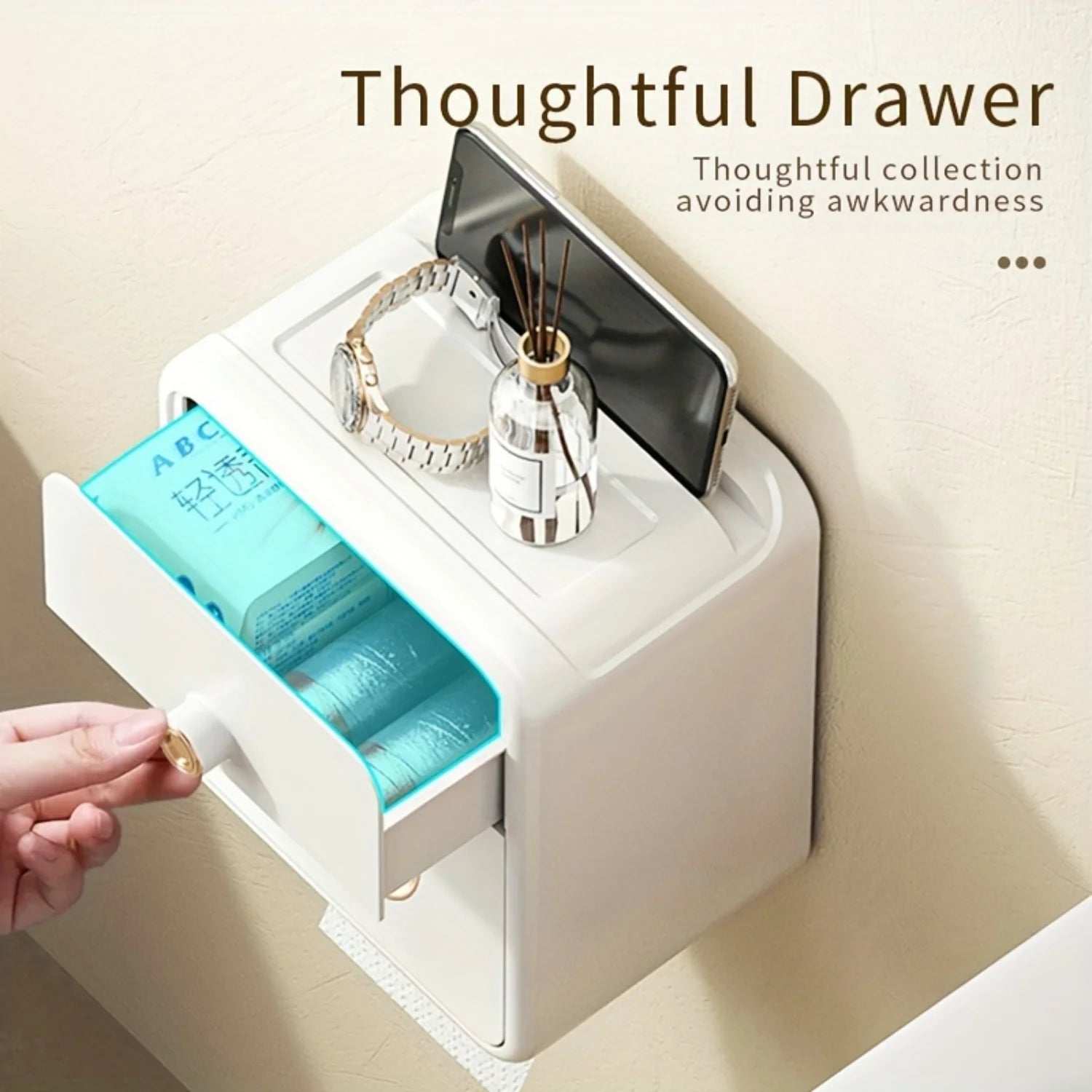 Wall Mounted Toilet Tissue Box- Ideal for Kitchen Bathroom Vanity Countertops. Perfect Bathroom Accessories for Organization.