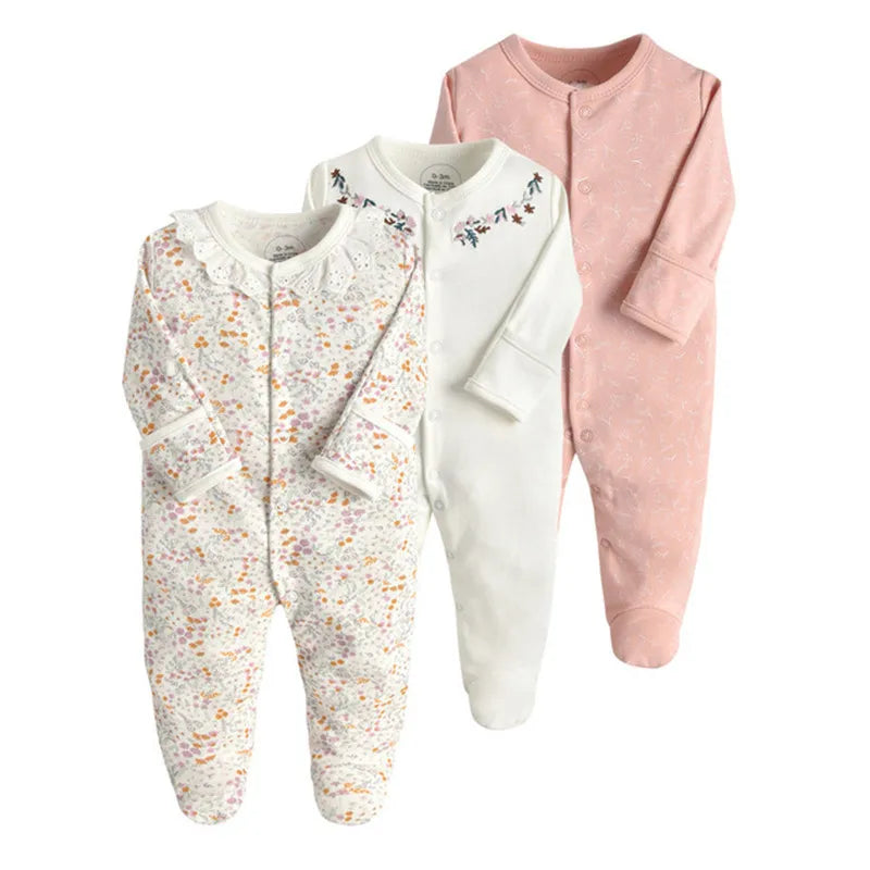 3PCS/Lot New Spring Autumn Brands Newborn Children Clothes Baby Boy Girl Cotton Clothes Long-Sleeve 0-12M Baby Rompers