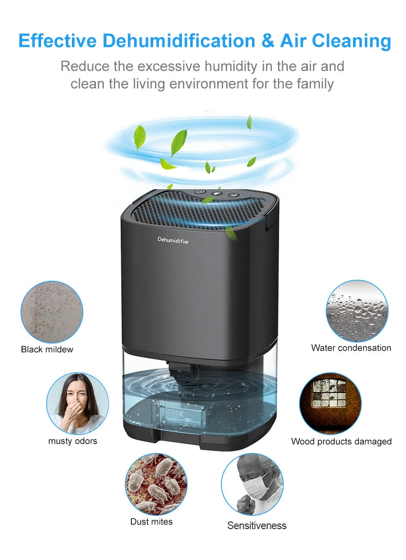 Portable Air Dehumidifier for Home Office and RV Eliminate Damp Mold and Moisture Easy to Use and Energy Efficient 220V/110V