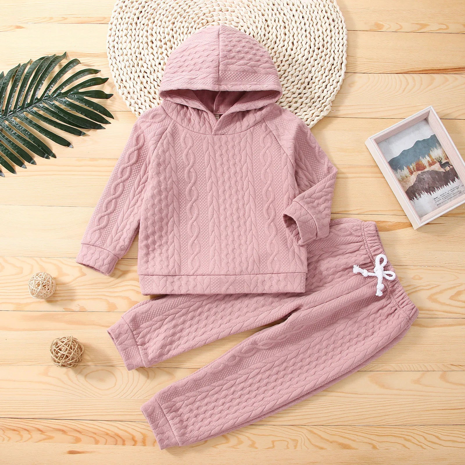 2pcs Kids Clothing Sets Solid Color Long-sleeve Knitting Girls Winter Clothing  For 1-6 Years