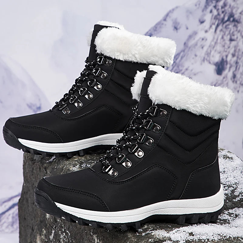 2024 Winter Outdoor Women's Snow Boots Thickened Plush Female Sneakers Casual Shoes Warm Thick Sole Snow Proof  Waterproof Boots