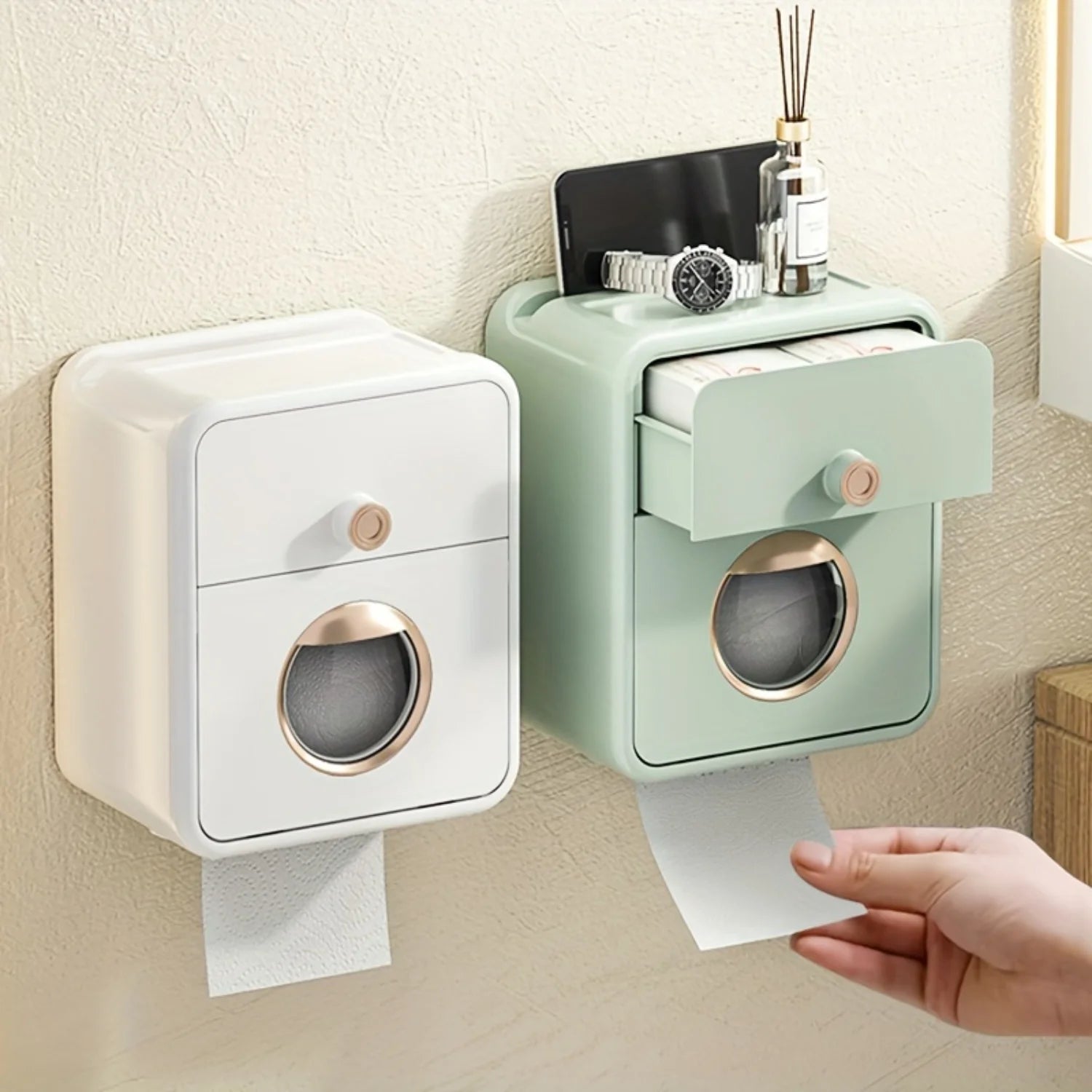 Wall Mounted Toilet Tissue Box- Ideal for Kitchen Bathroom Vanity Countertops. Perfect Bathroom Accessories for Organization.