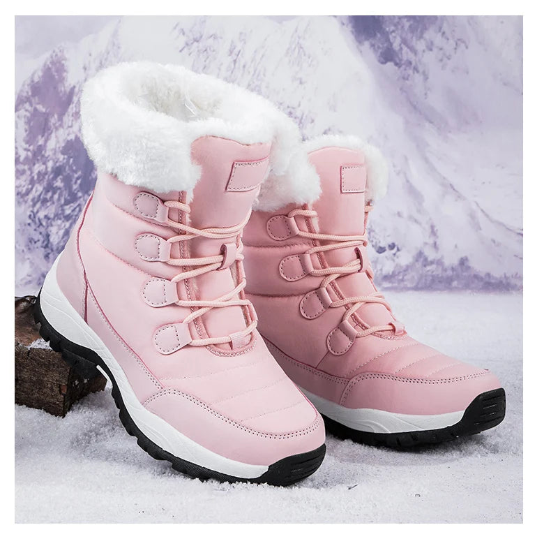 2024 Winter Outdoor Women's Snow Boots Thickened Plush Female Sneakers Casual Shoes Warm Thick Sole Snow Proof  Waterproof Boots