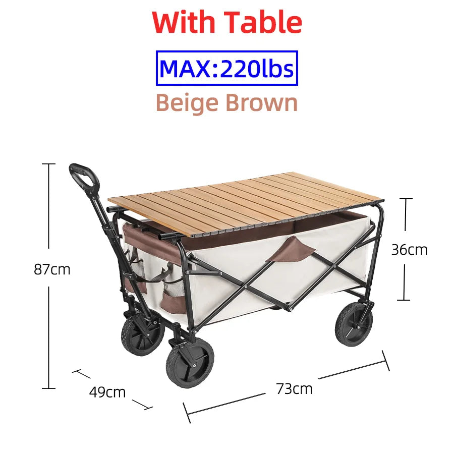 Heavy Duty Large Capacity Folding Wagon Shopping Beach Garden Pull Trolley Collapsible Folding Outdoor Portable Utility Cart