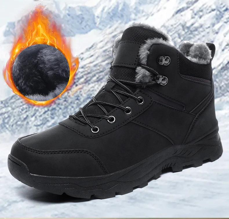 Waterproof Leather Sports Super Warm Boots, Men's Winter Snow Boots, Outdoor Men's Hiking Boots, Work Travel Shoes Size 39-48