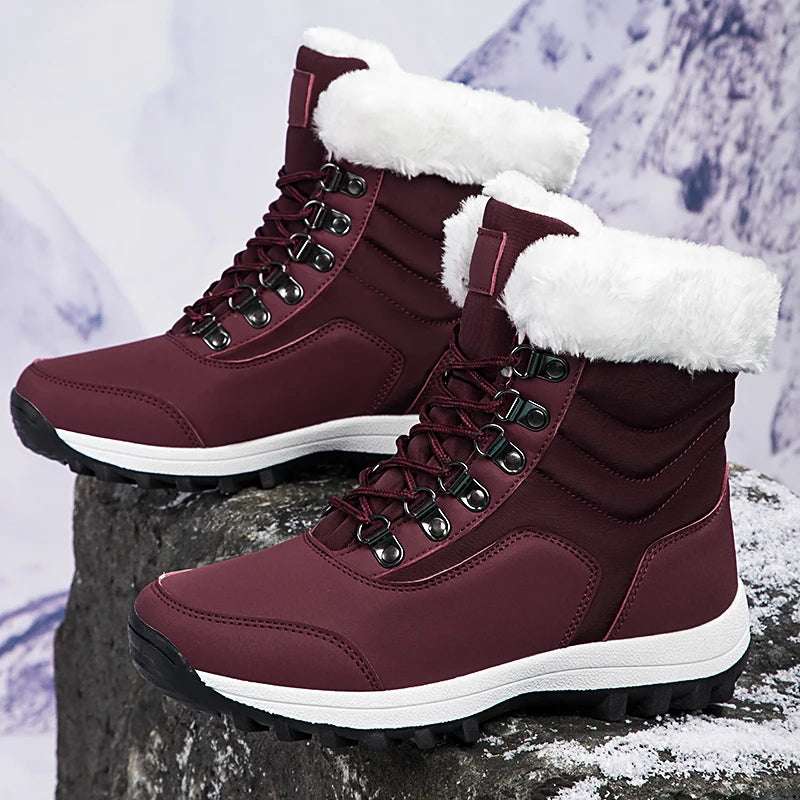 2024 Winter Outdoor Women's Snow Boots Thickened Plush Female Sneakers Casual Shoes Warm Thick Sole Snow Proof  Waterproof Boots