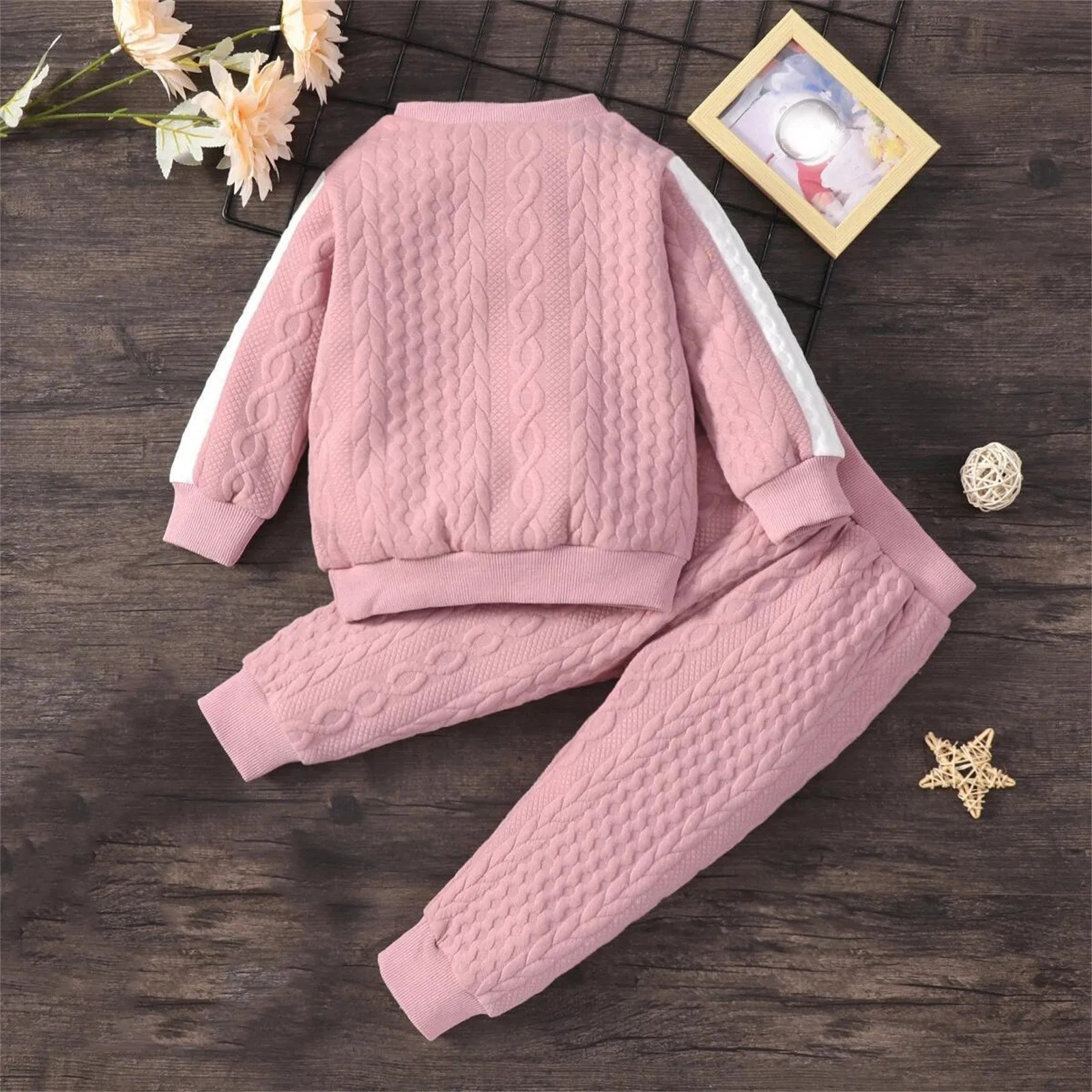 2pcs Kids Clothing Sets Solid Color Long-sleeve Knitting Girls Winter Clothing  For 1-6 Years