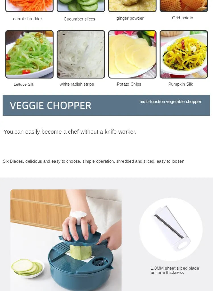 1pc Green/Blue/Pink Manually Cut Shred Grater Salad Vegetable Chopper Carrots Potatoes For Kitchen Convenience Vegetable Tools