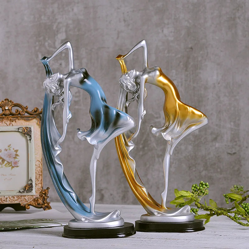 Dancing Girl Figure Statue Modern Ballet Sculptures Resin Crafts Home Decor Desktop Ornament Elegant Gift