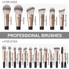 MAANGE 18 Pieces Professional Makeup Brush Facial Foundation Powder Blush Brushes Eyeshadow Flawless Brushes For Women Cosmetic