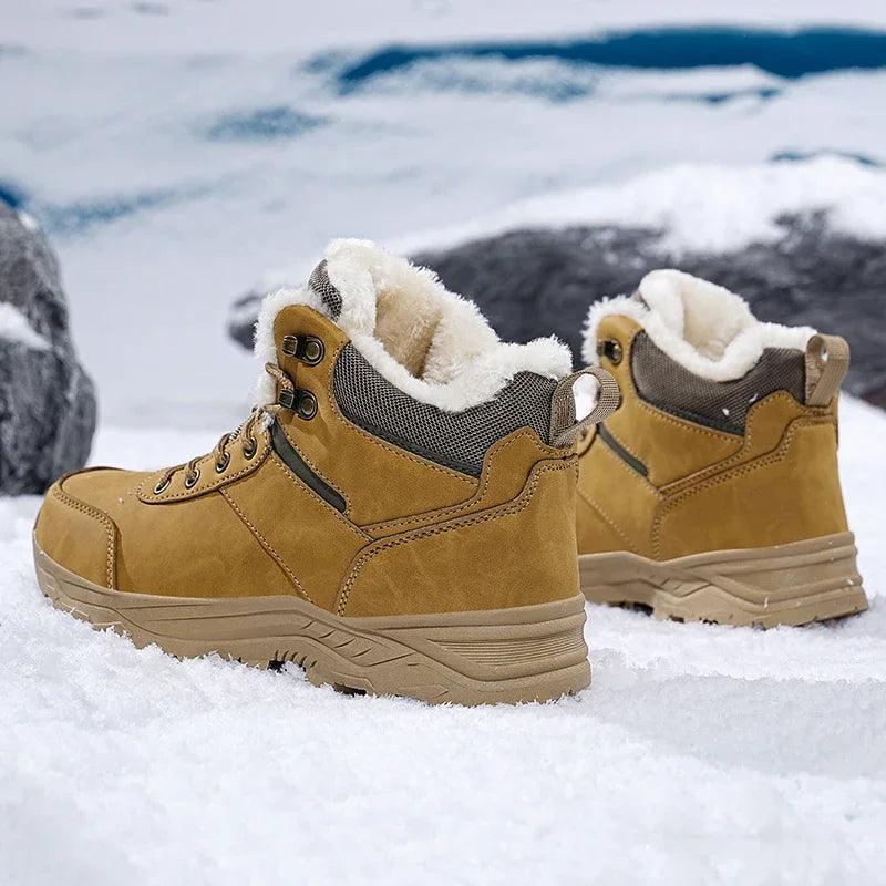 Waterproof Leather Sports Super Warm Boots, Men's Winter Snow Boots, Outdoor Men's Hiking Boots, Work Travel Shoes Size 39-48