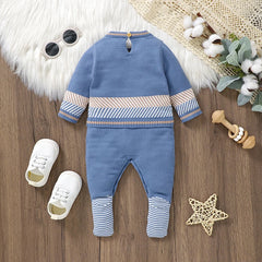 Baby Rompers Blue Long Sleeve Knit Newborn Boys Jumpsuits Playsuits Autumn Winter Infant Unisex Outfits One Pieces Kids Costumes