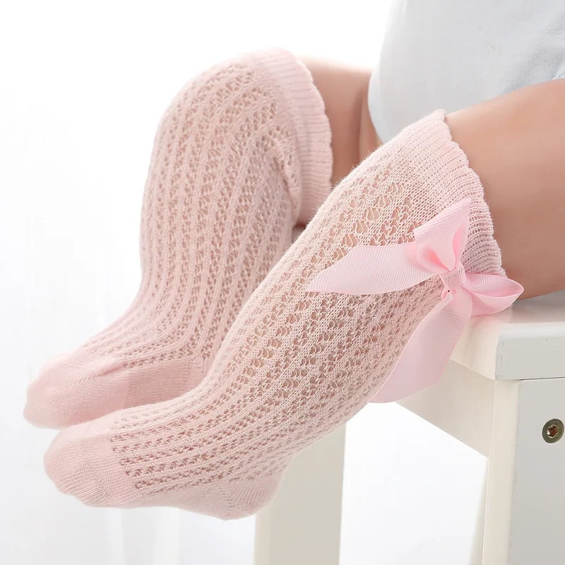 3Pairs/Lot Summer Baby Girls Socks Toddler Infant Bow Cotton Mesh Breathable Socks Newborn Princess Girl Socks For 0-3 Years