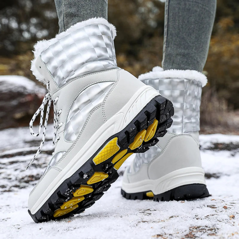 2024 Winter Outdoor Women's Snow Boots Thickened Plush Female Sneakers Casual Shoes Warm Thick Sole Snow Proof  Waterproof Boots