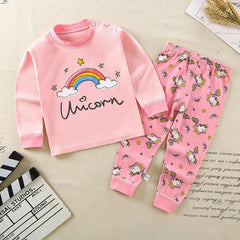 Cartoon Pajamas Suits Children's Baby Boys Girls Spring Autumn Sleepwear Home Clothes Cotton Autumn Long Trousers Kids Pajamas