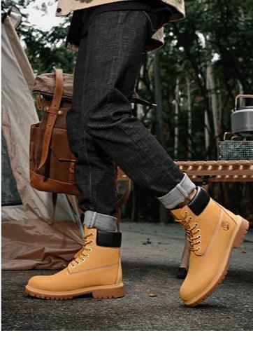 Winter New Boots Men High Top Boots High Quality  Leather Shoes Fashion Outdoor Sneakers Men Lace Up Ankle Boots For