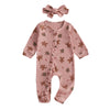 Baby Christmas Clothing Girls Casual Jumpsuit For Newborn Long Sleeve Gingerbread Print Ruffle Romper with Headband