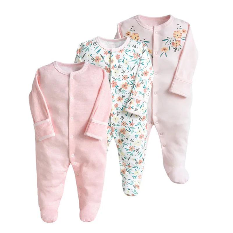 3PCS/Lot New Spring Autumn Brands Newborn Children Clothes Baby Boy Girl Cotton Clothes Long-Sleeve 0-12M Baby Rompers