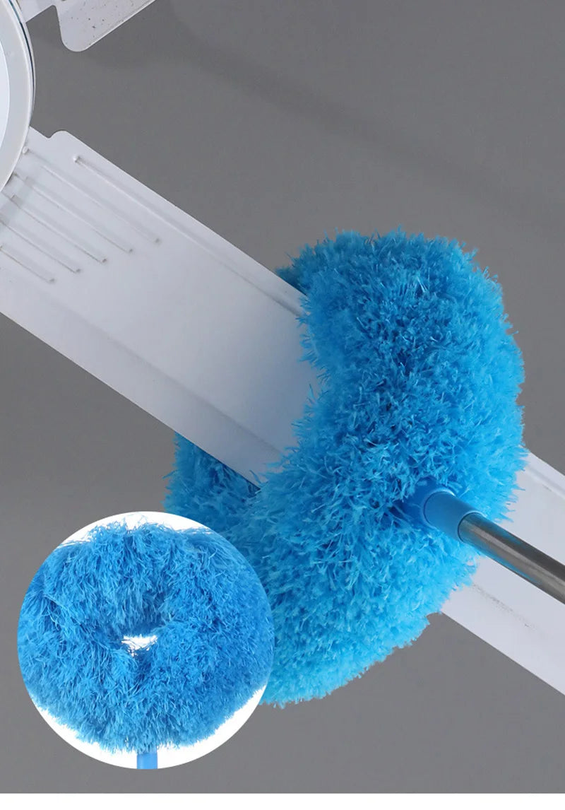 Scalable Ceiling Fan Duster Rings Shape Long Handle Dust Removal Brush for Ceiling Walls Top Cleaning Household Clean Tools