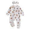 Baby Christmas Clothing Girls Casual Jumpsuit For Newborn Long Sleeve Gingerbread Print Ruffle Romper with Headband