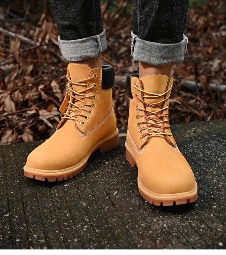 Winter New Boots Men High Top Boots High Quality  Leather Shoes Fashion Outdoor Sneakers Men Lace Up Ankle Boots For