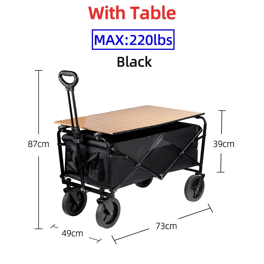 Heavy Duty Large Capacity Folding Wagon Shopping Beach Garden Pull Trolley Collapsible Folding Outdoor Portable Utility Cart