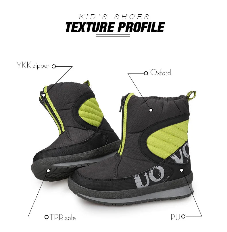 UOVO 2024 New Shoes For Boys And Girls High Quality Fashion Kids Winter Boots Warm Snow Children's Footwear Size #30-38