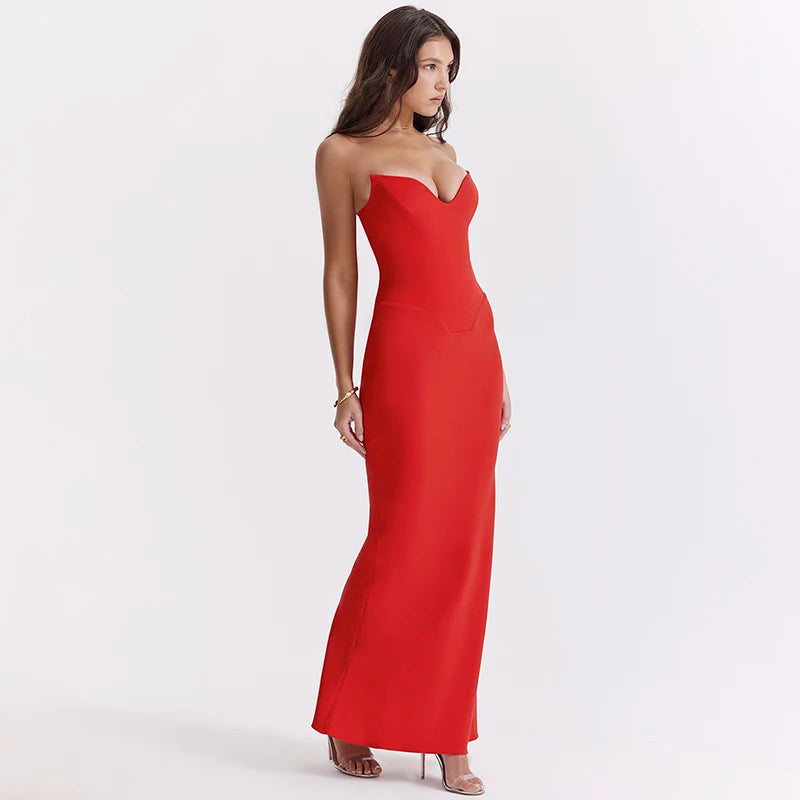 Corsets Tube Sleeveless Midi Dress Prom New In Backless Bodycon Sexy Elegant Street Evening Formal Dresses