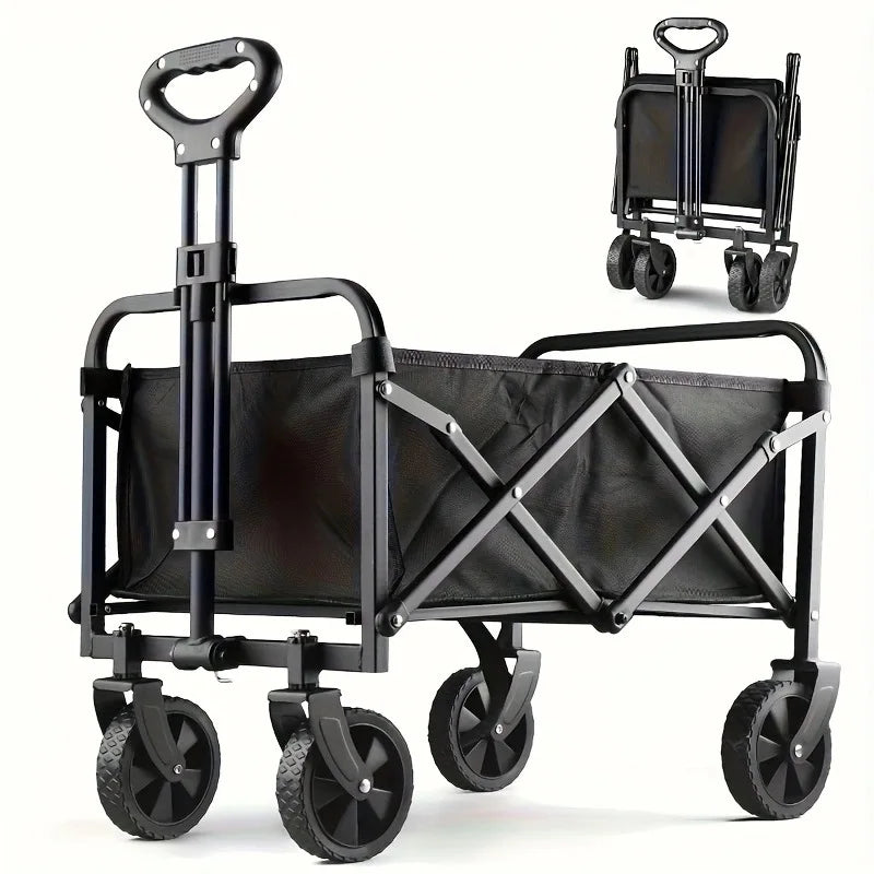 Collapsible Foldable Wagon, Beach Cart Large Capacity, Heavy Duty Folding Wagon Portable, Collapsible Wagon for Sports, Shopping