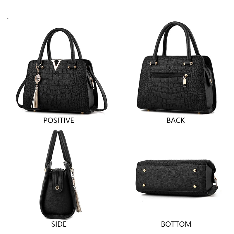 High Quality Ladies leather hand bags Women luxury brand Crocodile Shoulder Bags V Letters Designer Large Capacity  Handbag