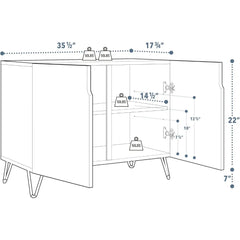 Sideboard Buffet Cabinet, Kitchen Storage Cabinet with 2 Doors, Black, Brown & Gold Geometric Polygons Abstract Shapes