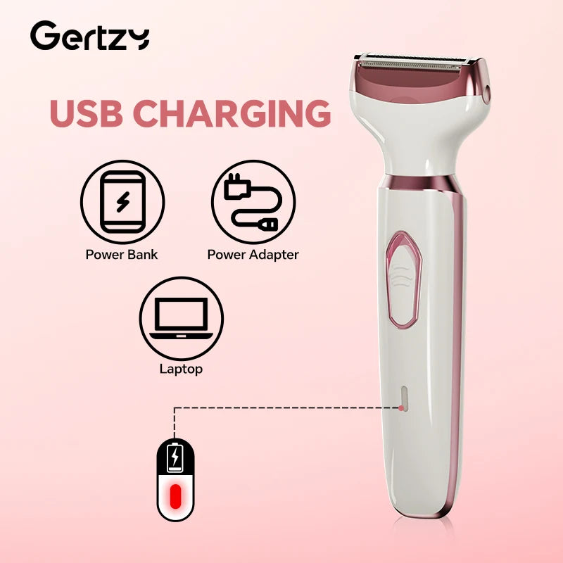 4-in-1 Rechargeable Electric Razor for Women - Face, Nose, Legs, Underarm, Bikini Trimmer - Wet & Dry, Painless Grooming Kit