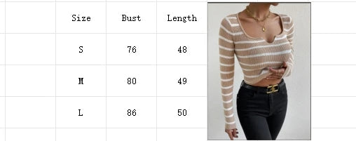 Khaki Striped Long Sleeved Semi Open Neck Slim Women's Autumn Top