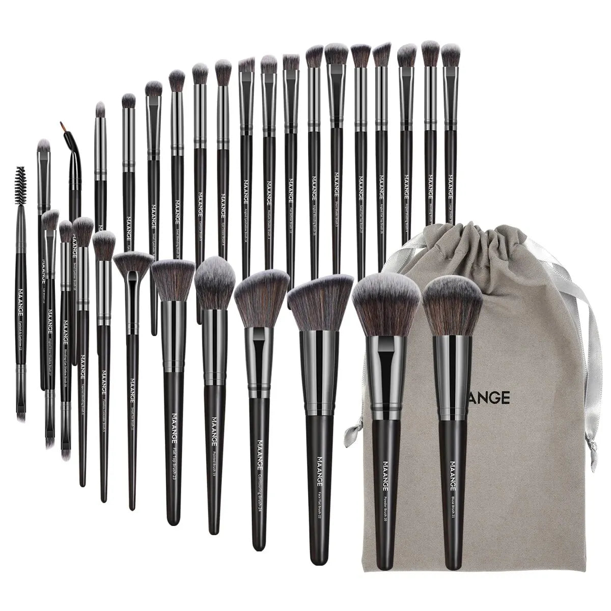 MAANGE 30pcs Professional Makeup Brush Set Foundation Concealers Eye Shadows Powder Blush Blending Brushes Beauty Tools with Bag