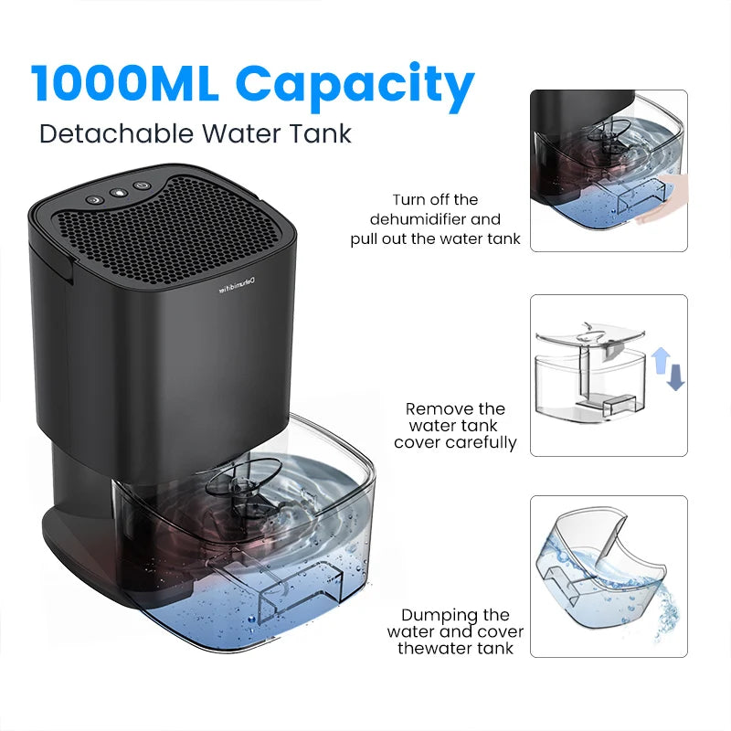 Portable Air Dehumidifier for Home Office and RV Eliminate Damp Mold and Moisture Easy to Use and Energy Efficient 220V/110V