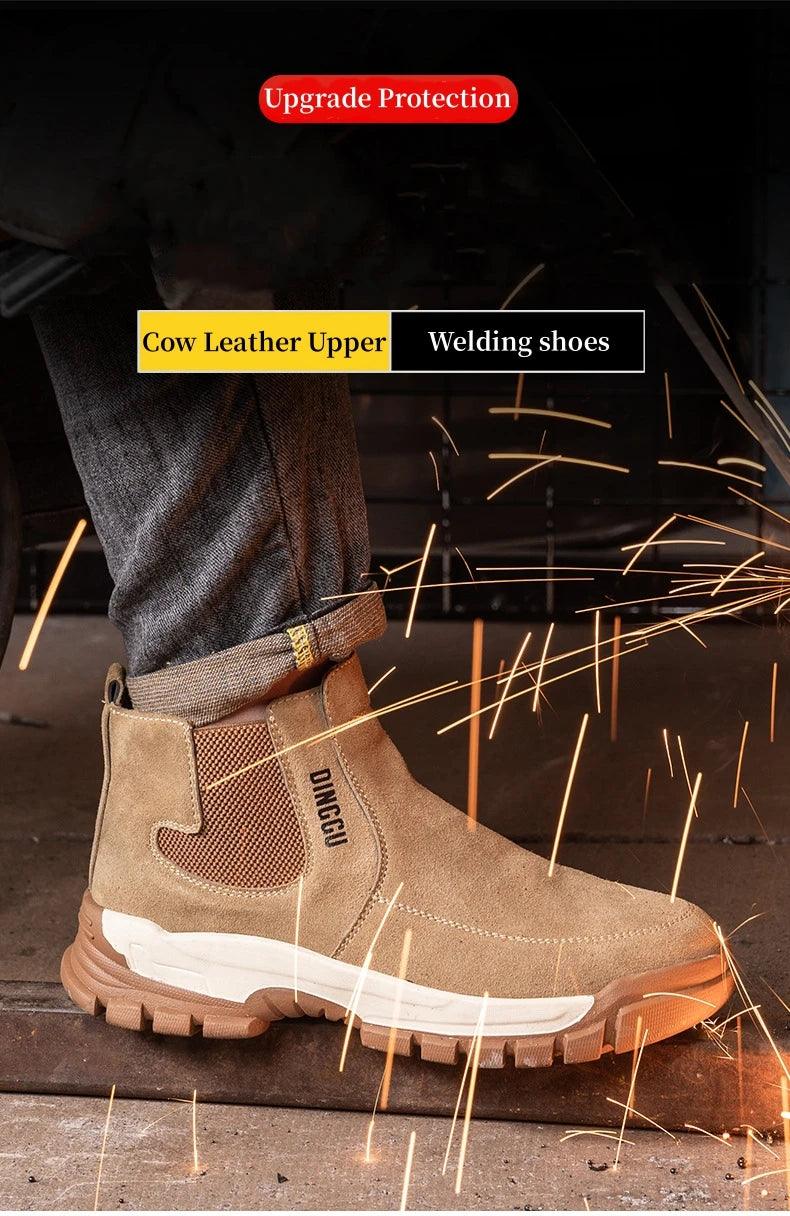 Men Safety Boots Anti-scalding Welder Shoes Indestructible Anti-smashing Steel Toe Cap Men Women Work Safety Shoes