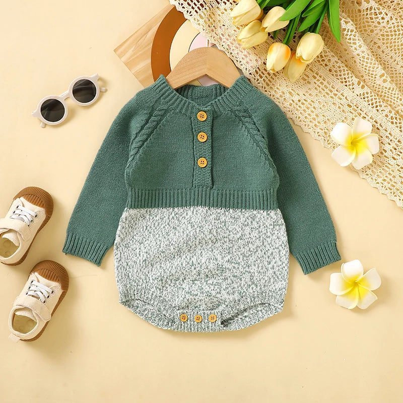 Baby Boys Girls Bodysuits Long Sleeve Knitted Newborn Netural Spring Autumn Winter Onesie Jumpsuits 0-18m Toddler Infant Clothes